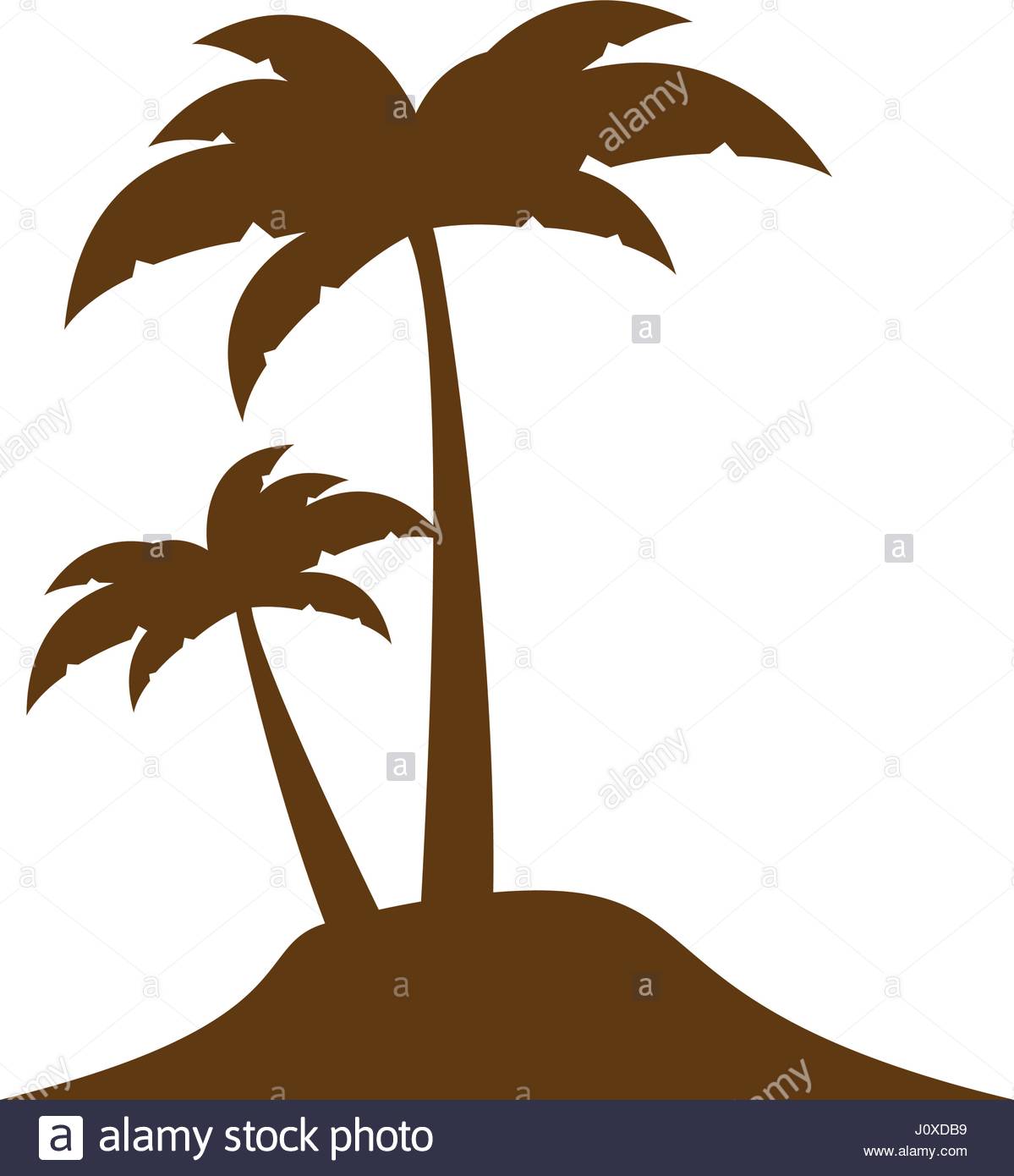 1199x1390 Brown Silhouette Island With Two Palms Stock Vector Art