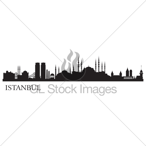 500x500 Istanbul City Silhouette Gl Stock Images