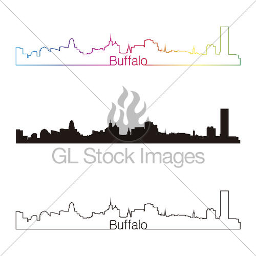 500x500 Buffalo Skyline Linear Style With Rainbow Gl Stock Images