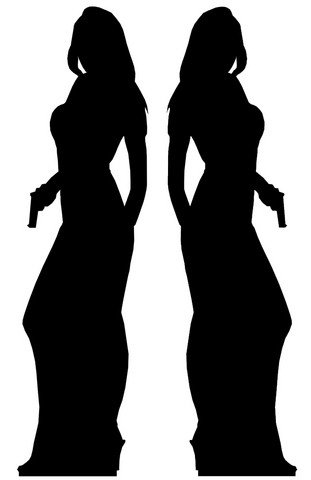 311x480 Secret Agent Spy Lady Silhouette 2 Pack Lifesize Standee