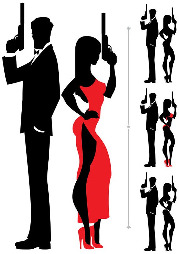 570x807 Spy Couple Vector Cartoon Illustration. Secret Agent
