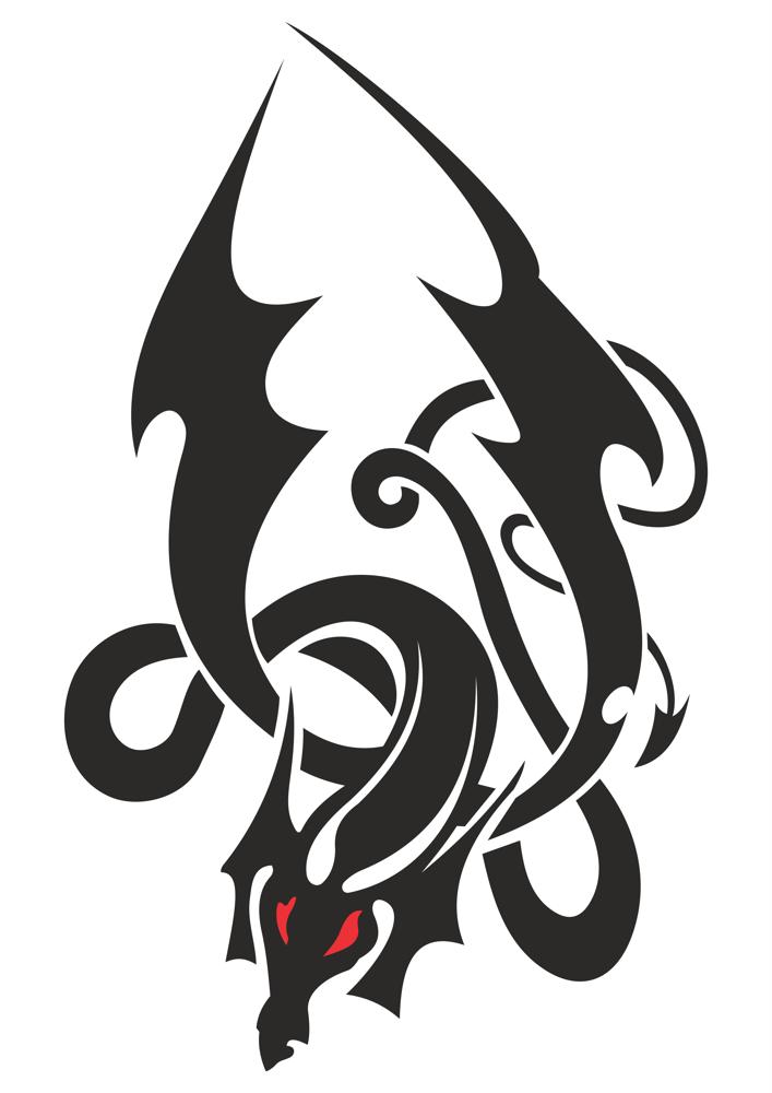 707x1000 Japanese Dragon Tattoo Stencil Vector Coreldraw Vector (.cdr) File
