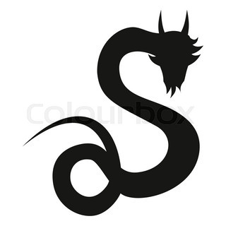 320x320 Symbol Of Holiday East New Years Dragon, Black Silhouette