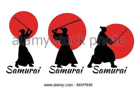 450x290 Japanese Samurai Fighter Silhouette Stock Vector Art