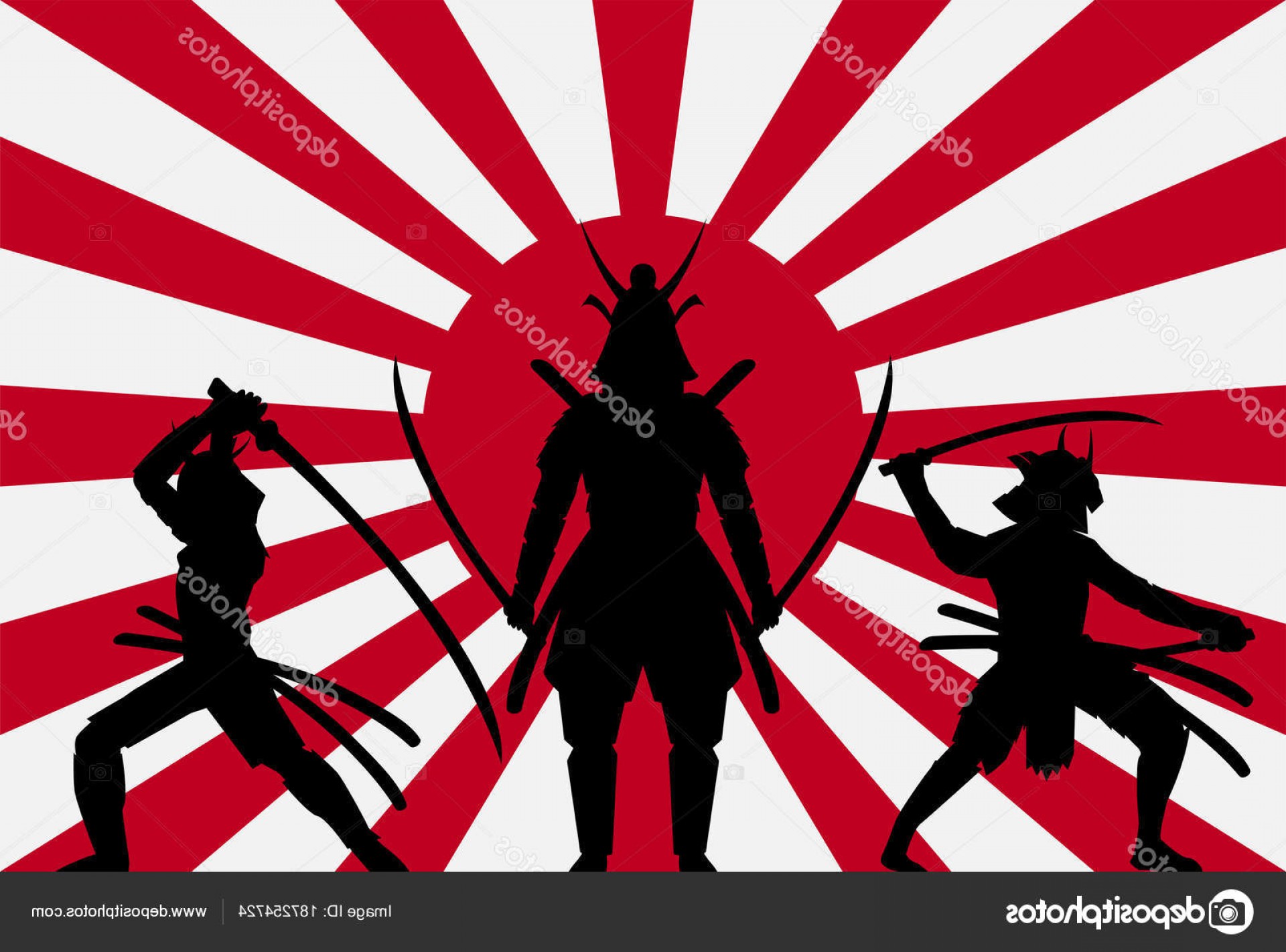 1920x1422 Stock Illustration Silhouette Samurai Rising Sun Japan Createmepink