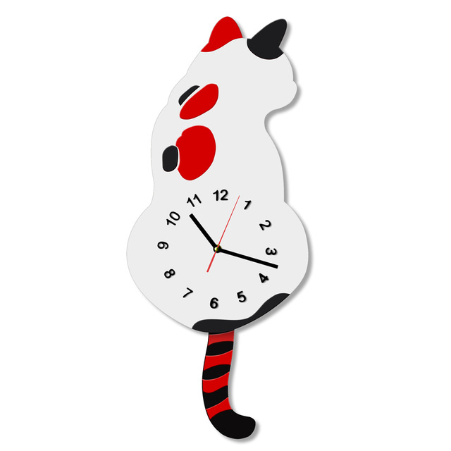 640x640 1piece Japanese Adorable Cat Wall Clock With Swishing Tails
