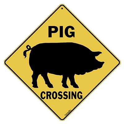 400x400 Pig Crossing Sign Aluminum Pigs Decor Picture Home Signs Novelty