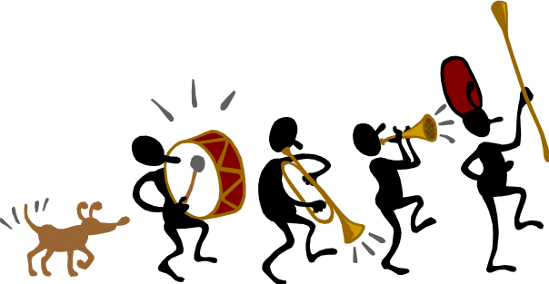 604x313 Jazz Band Silhouette Clipart