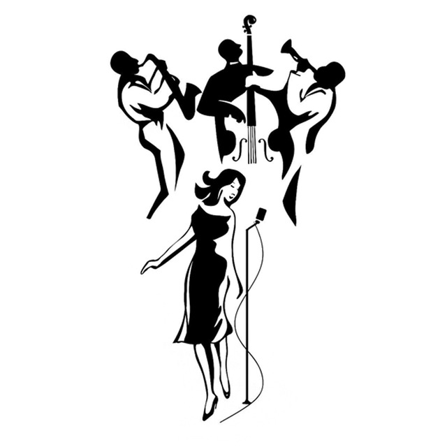 640x640 10.1cm17.5cm Fashion Jazz Band Music Car Sticker Vinyl Silhouette