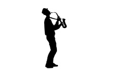 240x135 Silhouette Of A Man Playing The Saxophone On A White Background