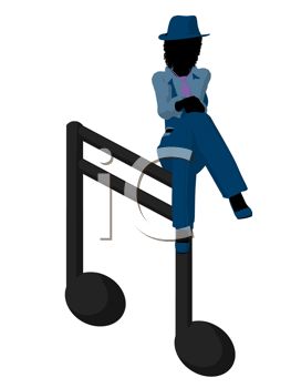 263x350 Silhouette Of A Jazz Woman Sitting On A Musical Note