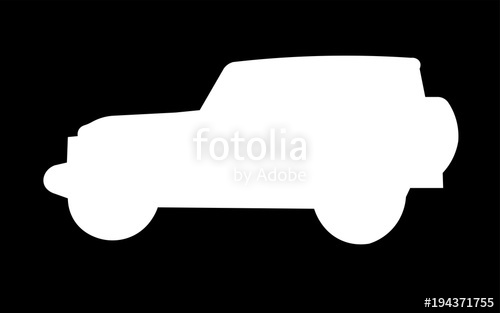 500x313 White Jeep Wrangler Silhouette On Black Background Stock Image