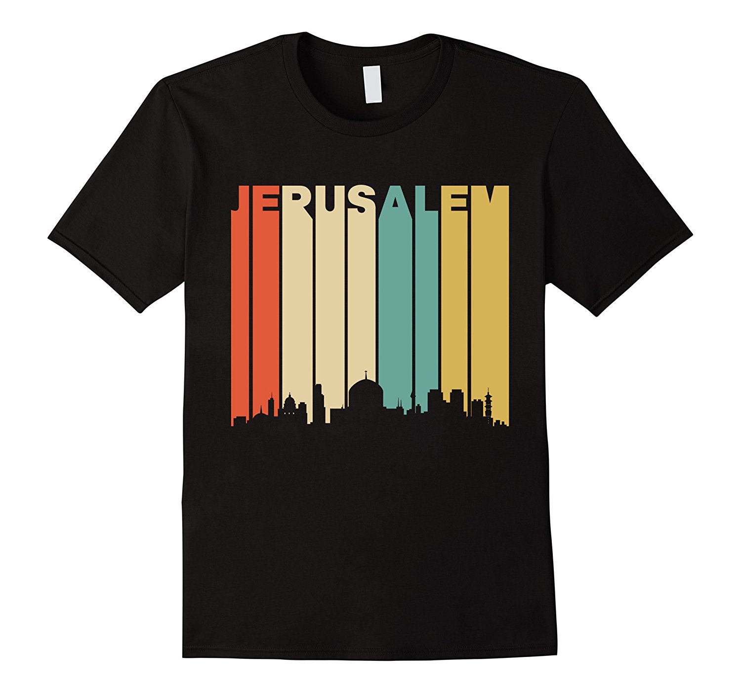 1500x1403 Vintage Style Jerusalem Skyline Silhouette T Shirt Pl Polozatee