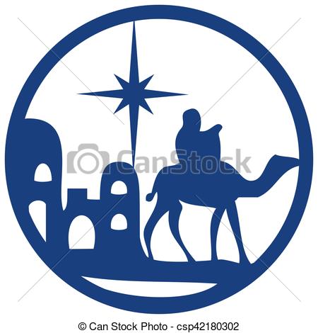 450x470 Adoration Of The Magi Silhouette Icon Vector Illustration