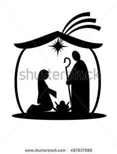 236x311 Black Silhouette Nativity Scene Isolated. Vector Illustration By