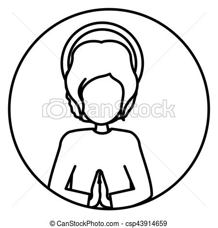 450x470 Circular Silhouette Half Body Baby Jesus Vector Illustration