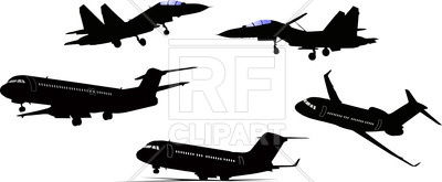 400x165 Airplane And Jet Fighter Silhouettes Royalty Free Vector Clip Art
