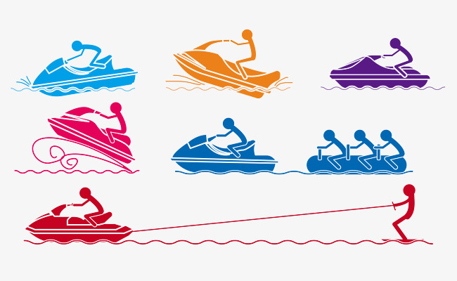 650x400 Vector Color Simple Water Motorboat Sport Silhouette, Motorboat