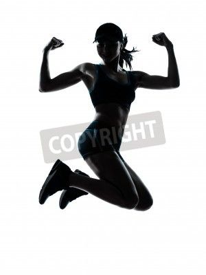 300x400 One Caucasian Woman Runner Jogger Jumping Powerful In Silhouette