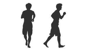 320x180 Silhouette Of Jogging Male In Shorts, 2 In 1, Alpha Channel Stock