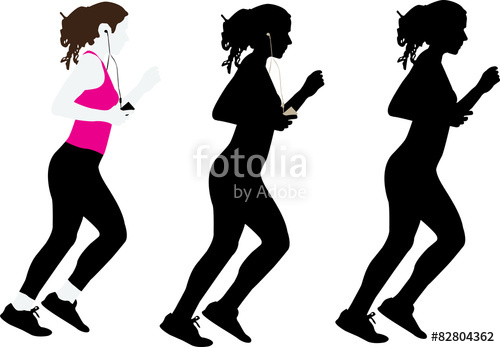 500x347 Girl Jogging Vector Silhouette Stock Image And Royalty Free