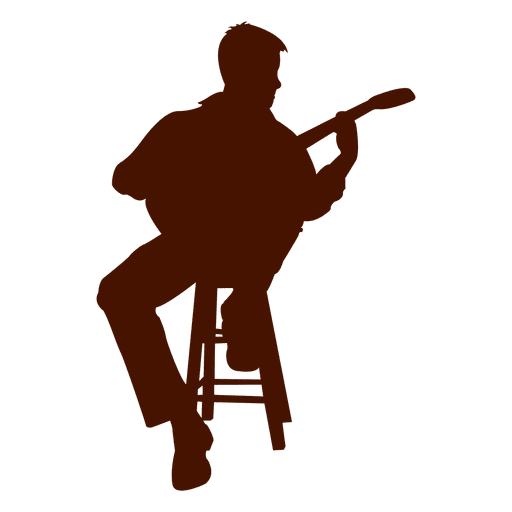 512x512 Musician Seated Guitarist Silhouette