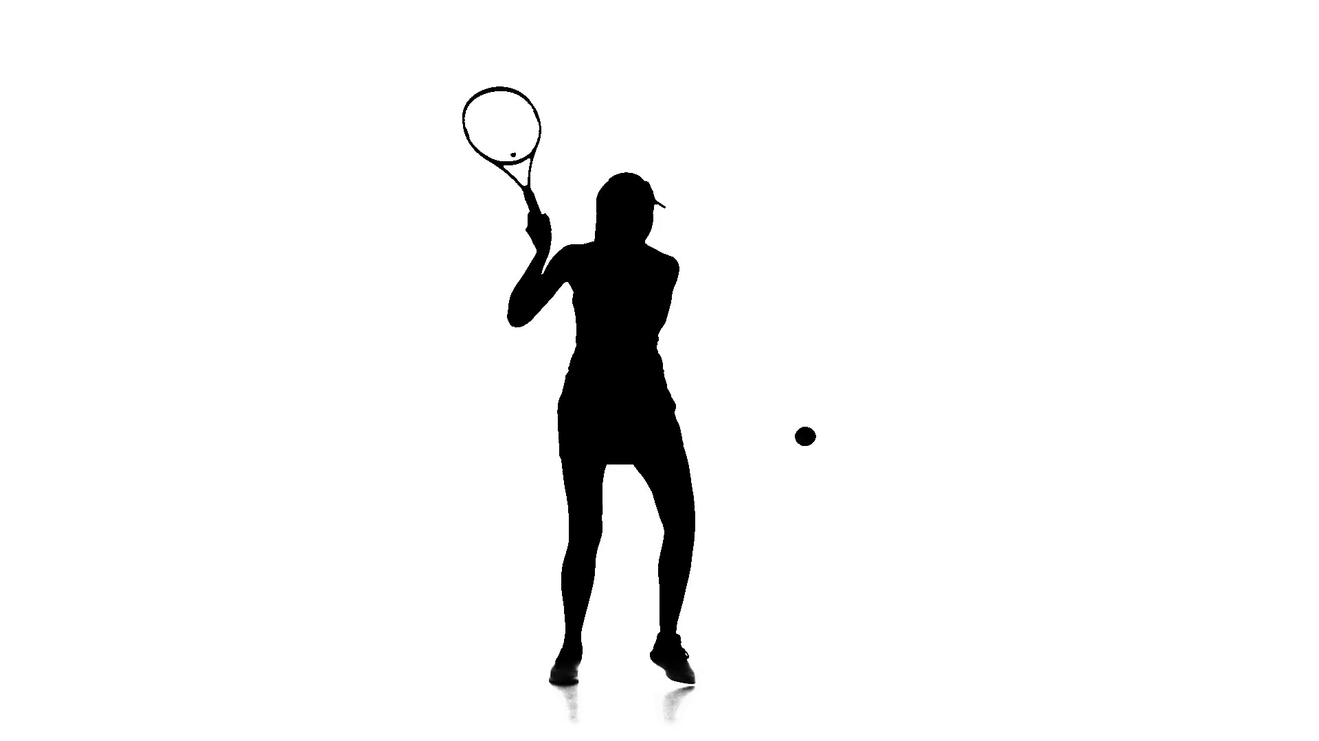 1920x1080 Tennis Player Hits The Ball Using A Racket. Slow Motion. White
