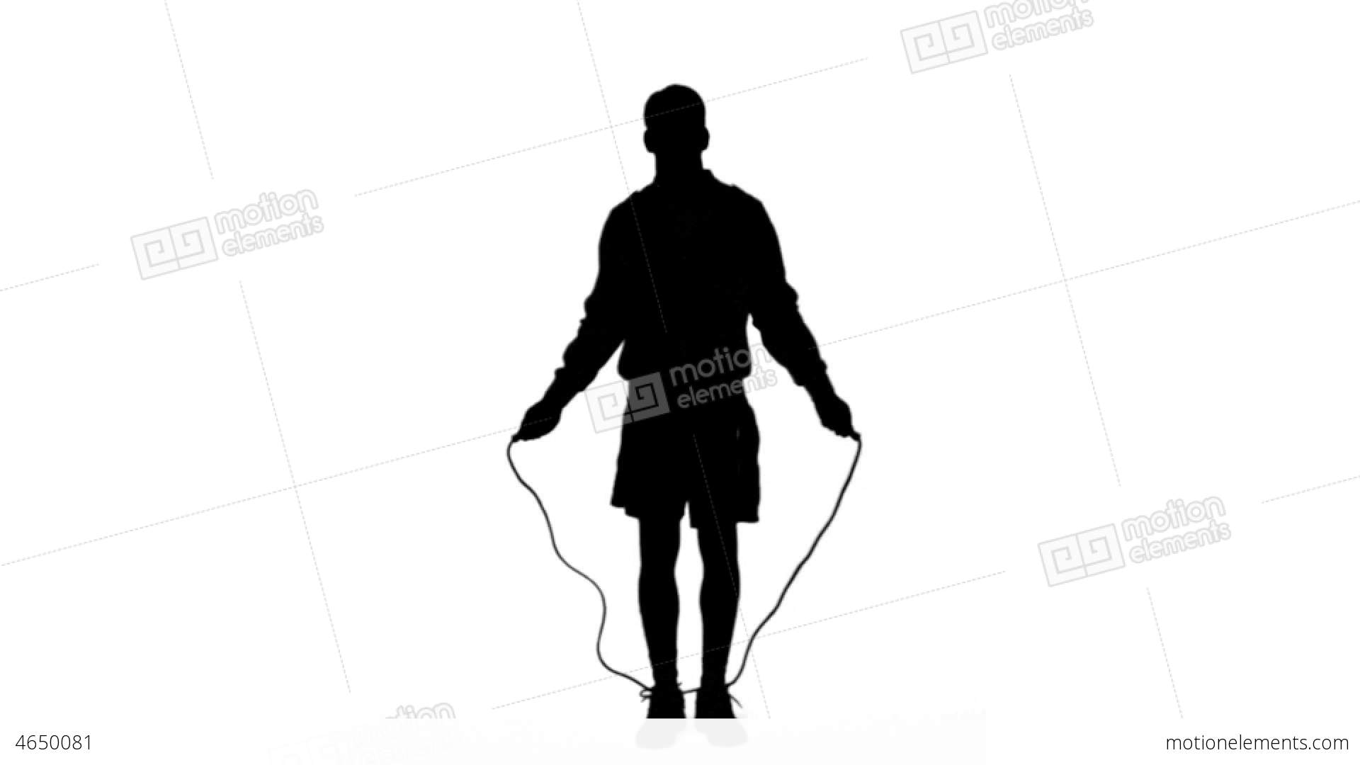 1920x1080 Silhouette Of A Man Working Out With A Rope On Whi Stock Video