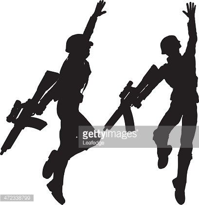 409x423 Silhouette Soldier[Jump!] Premium Clipart