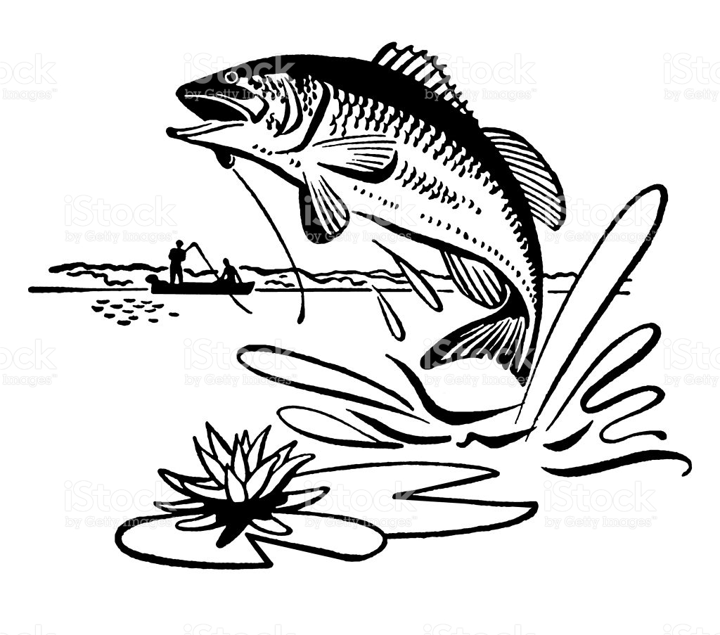 Fishing Clipart Largemouth Bass Fish Jumping Out Of Water Silhouette ...