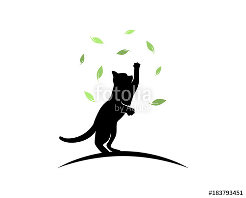 500x401 Cat Playing And Jumping Catching Falling Leaves Silhouette
