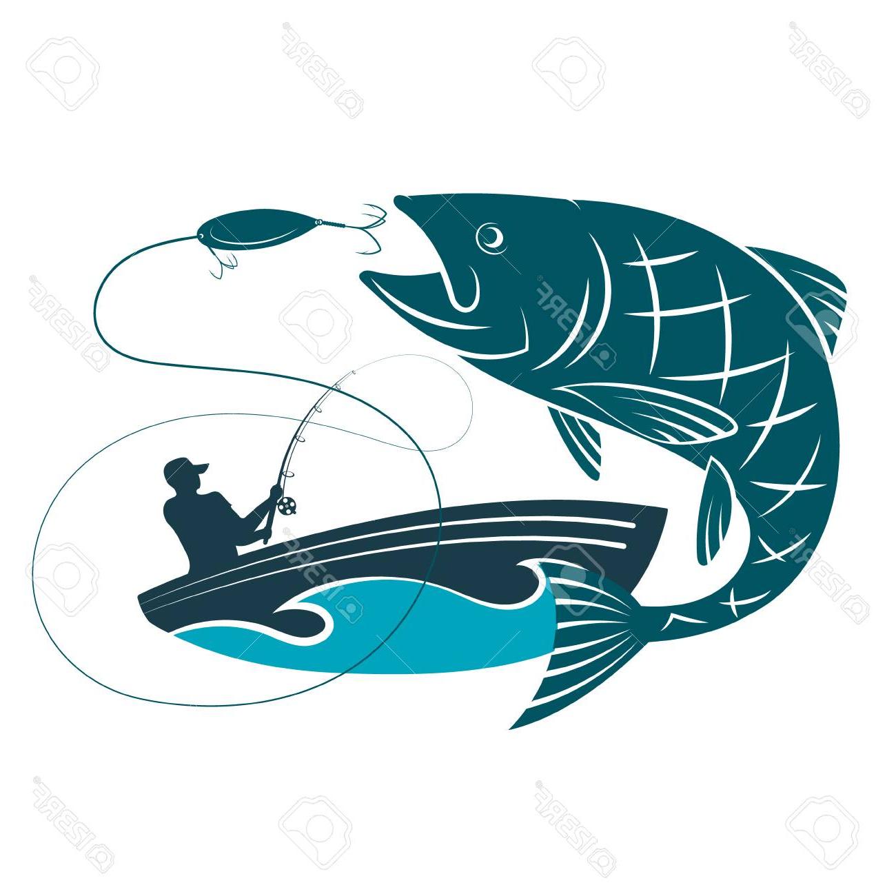 1300x1300 Unique Fish Jumping For Bait And Fisherman In Boat Silhouette Cdr