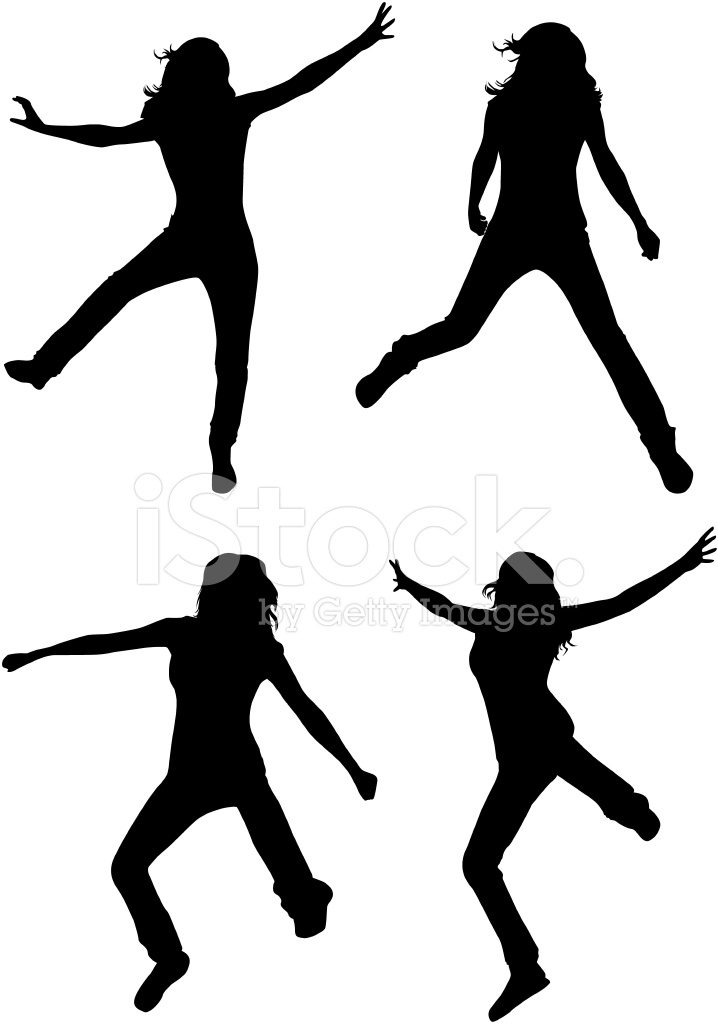 718x1024 Jumping Girls Silhouette Vector Stock Vector