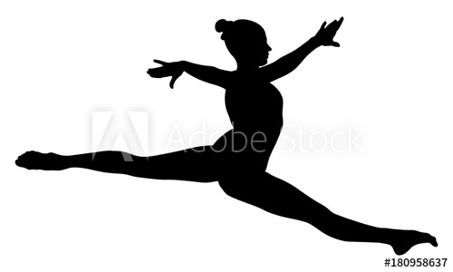 500x300 Split Jump Girl Gymnast In Competition Gymnastics Black Silhouette