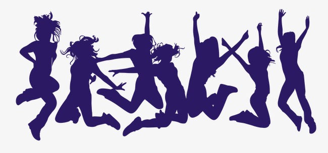 650x304 Vector Jumping Girl, Jump, Dancing Girl Silhouette, Blue Png