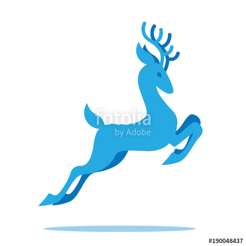 500x500 Graceful Deer With Antlers Jumping And Grazing. Vector
