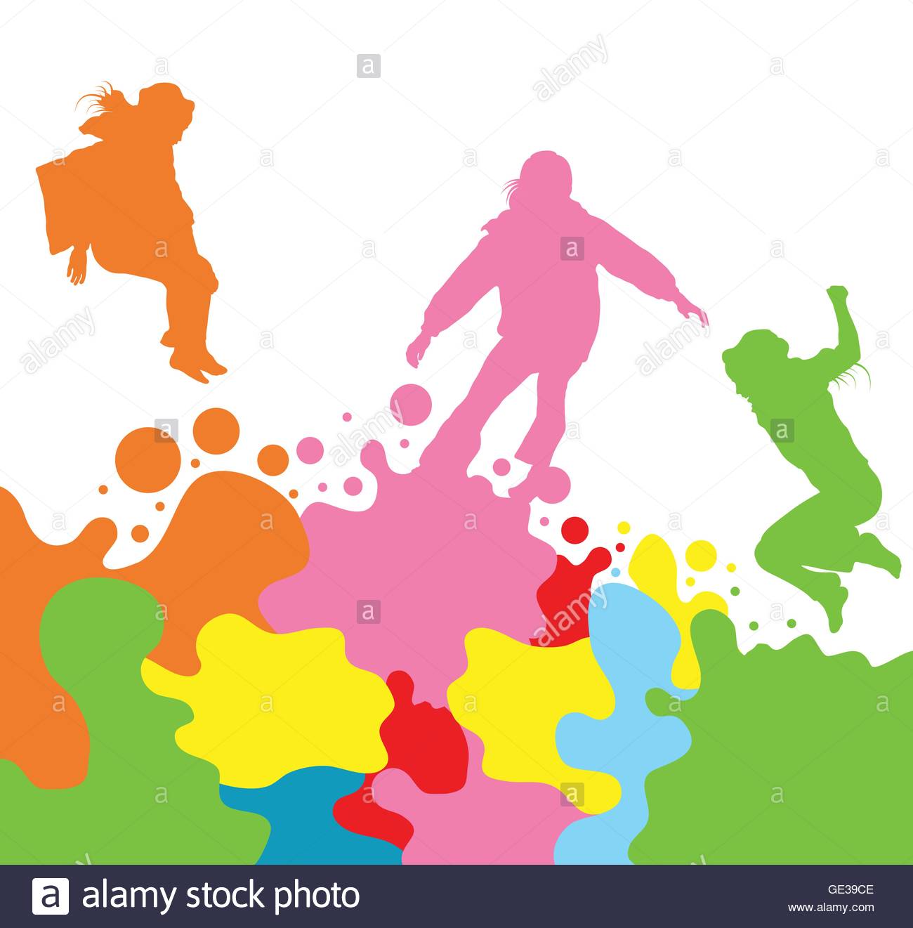 1300x1321 Girls, Kids Jumping Vector Silhouette Set Background For Poster