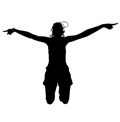411x418 Woman Silhouette Jumping Premium Clipart