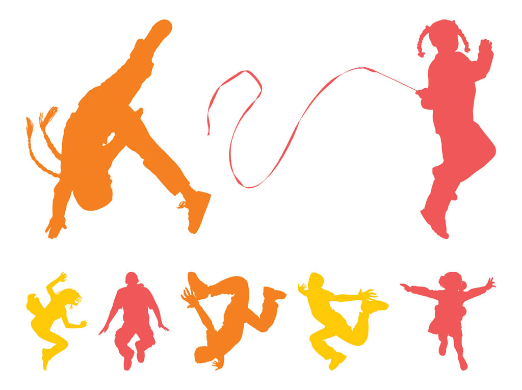 1024x765 Jumping Kids Silhouettes Vector Art Amp Graphics