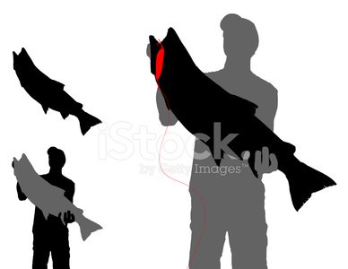 388x300 Trout With Lure And Fisherman Silhouette Premium Clipart
