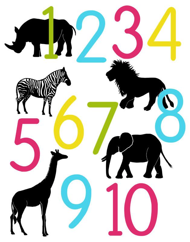 629x800 Number Poster, Jungle Animals, Nursery Art Alley Kids