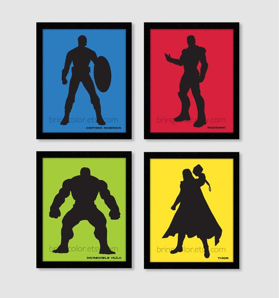 570x609 Superheroes Marvel Dc Comics Avengers Justice League Silhouette