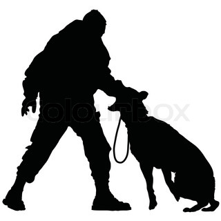 320x320 Silhouette Of A Police Officer Training With His Dog Partner