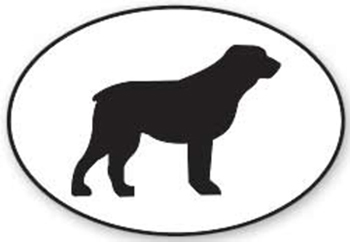 350x242 Black And White Rottweiler Silhouette Vinyl Decal Elite K 9