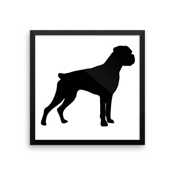 570x570 Boxer Silhouette Digital Download, Dog Silhouette Vector Clipart