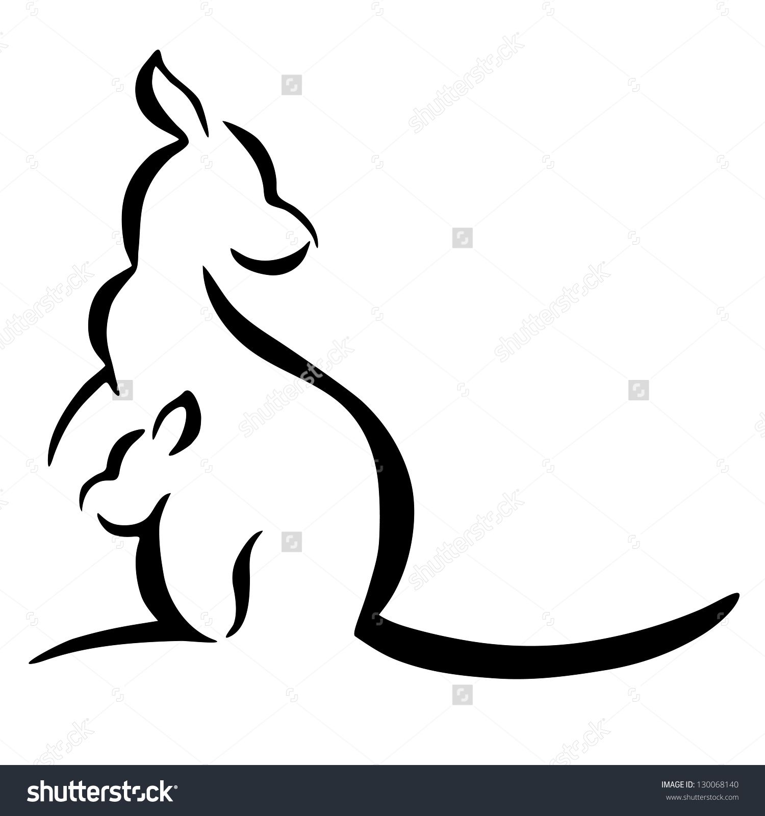 1500x1600 Kangaroo Silhouette On A White Background. Abstract Design Logo