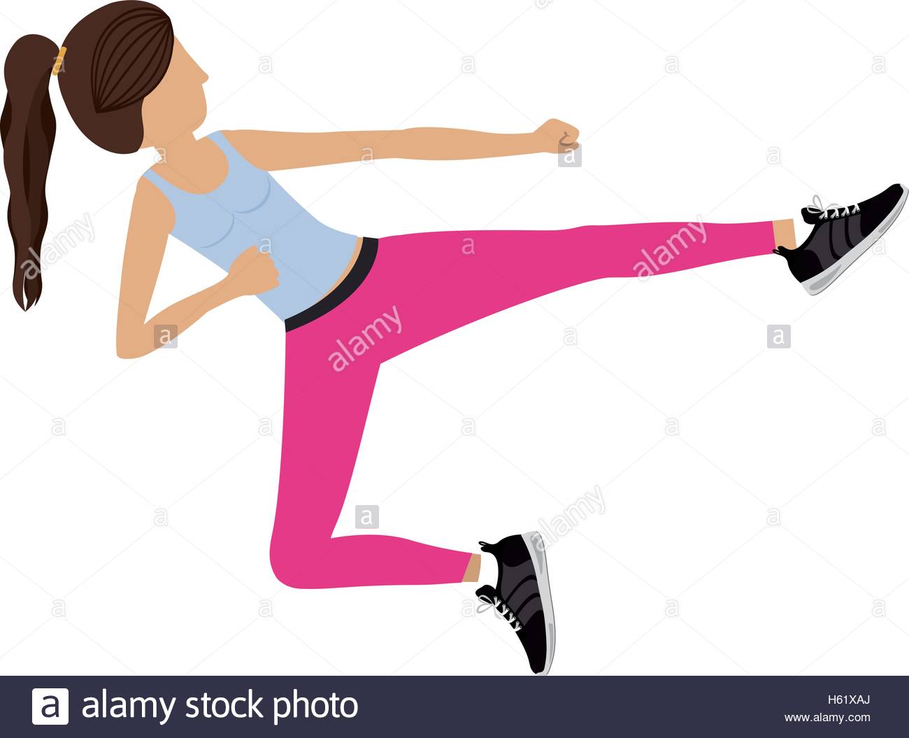 1300x1055 Silhouette Color Woman Martial Arts Flying Kick Stock Vector Art