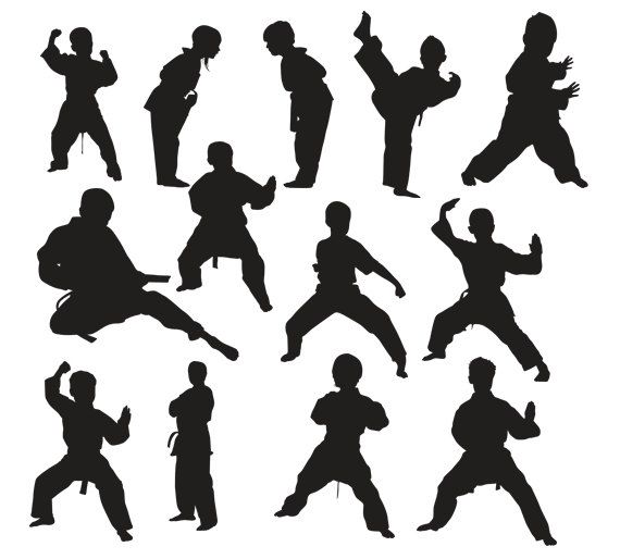 570x514 Martial Arts Kids Silhouette, Instant Download, Png, Jpg, Svg, Eps