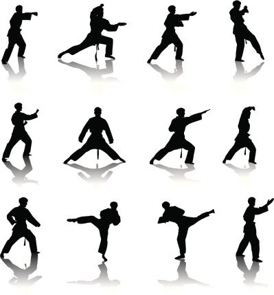 399x429 Vectores Libres De Derechos Karate Silhouette Siluety