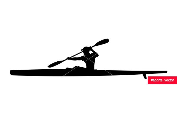 600x400 Black Silhouette Athlete Kayaker Sport Kayak With Paddle